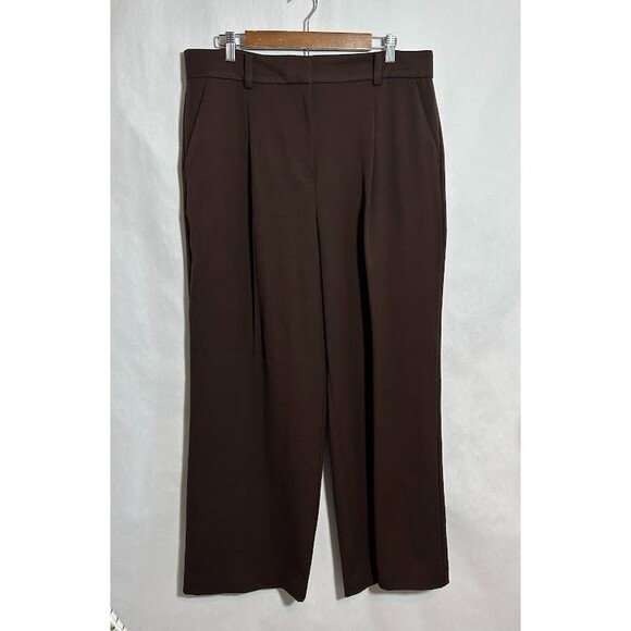 NWT Loft Peyton Trouser Pants 14 Brown Wide Leg High Rise Pleats Career NEW - Picture 4 of 8